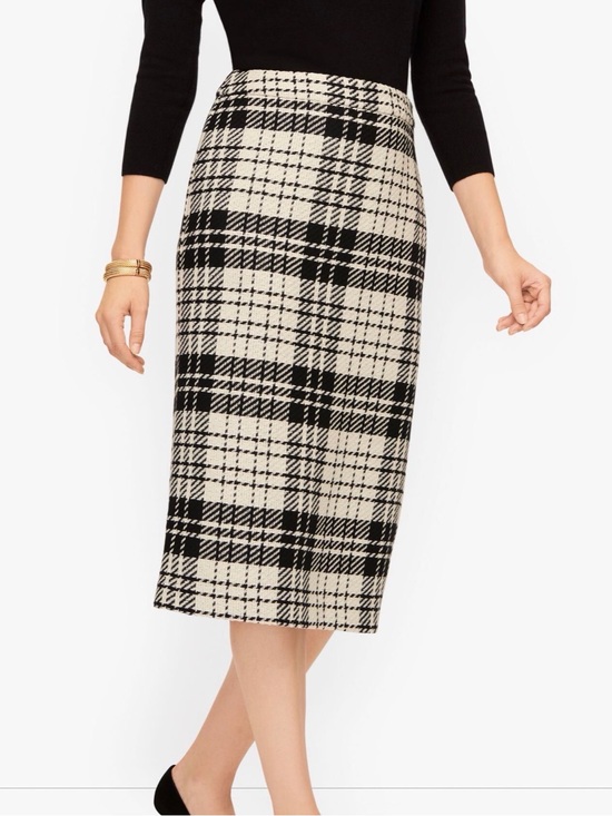 Talbots Dresses & Skirts - Talbots Black and White Twill Plaid Pencil Skirt Size 16